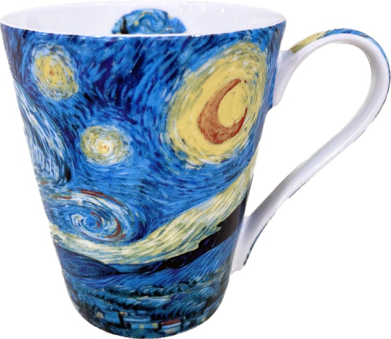 Eplze YBK Tech Bone China Teacup, 14oz Coffee Mug for Tea Lover and Art Lover- Van Gogh Oil Painting Series (Starry Night) - Image 1