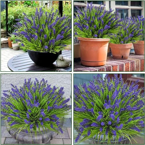 trytuny Artificial Plants Outdoor, 20PCS Lavender Artificial Flowers,Fake Plants Plastic Faux Flowers,UV Resistant Fake Flowers No Fade Faux Plastic Plants for Outdoor Planters for Home Garden - Image 5
