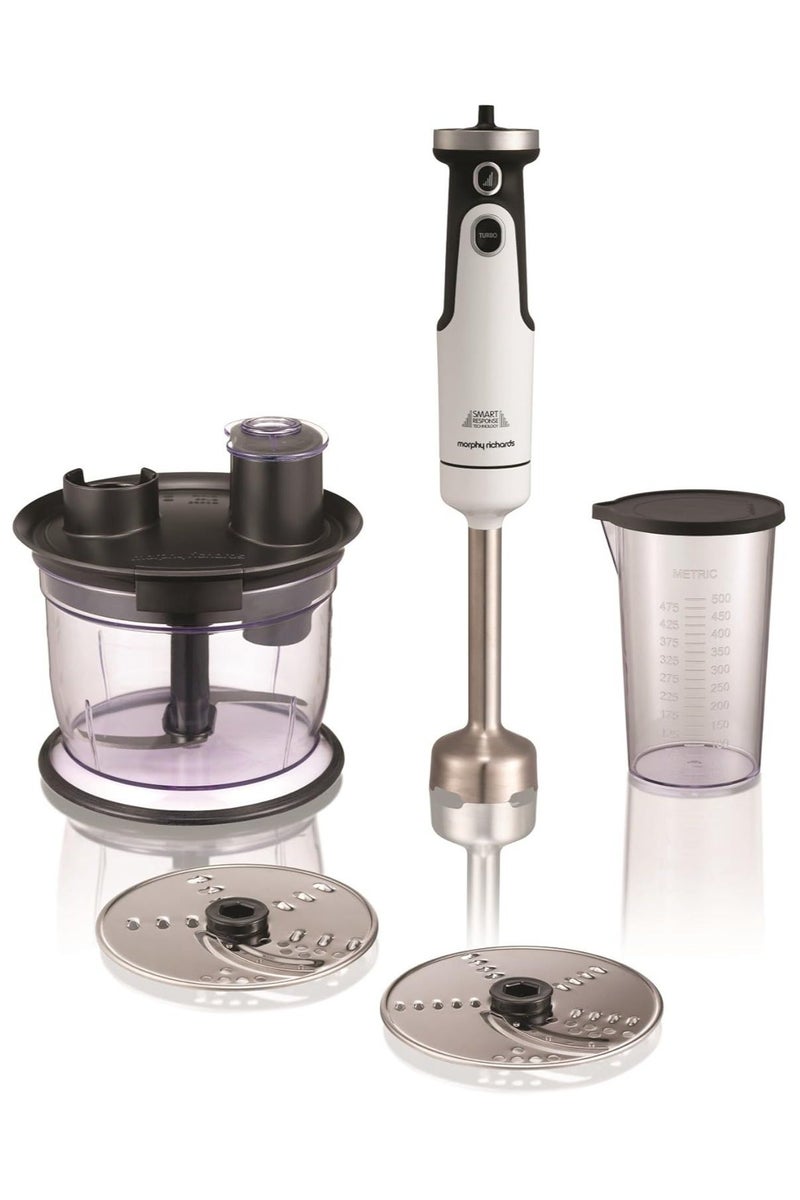 morphy richards Total Control Hand Blender, 650W, 8-Speed with Chopper, Grating & Slicing Discs, Drizzle-Lid Bowl and Beaker. - Image 1