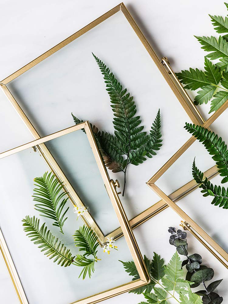 AceList Metal Picture Frames  Set of 3 Ornate Minimal Floating Edge Clear Glass Table Top Easel Stand Photo Frames in Gold  5 x 7  Assortment Variety - Image 4