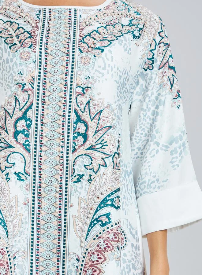Styli Multi Printed Rhinestone Embellished A-Line Jalabiya for Women | Best Price UAE