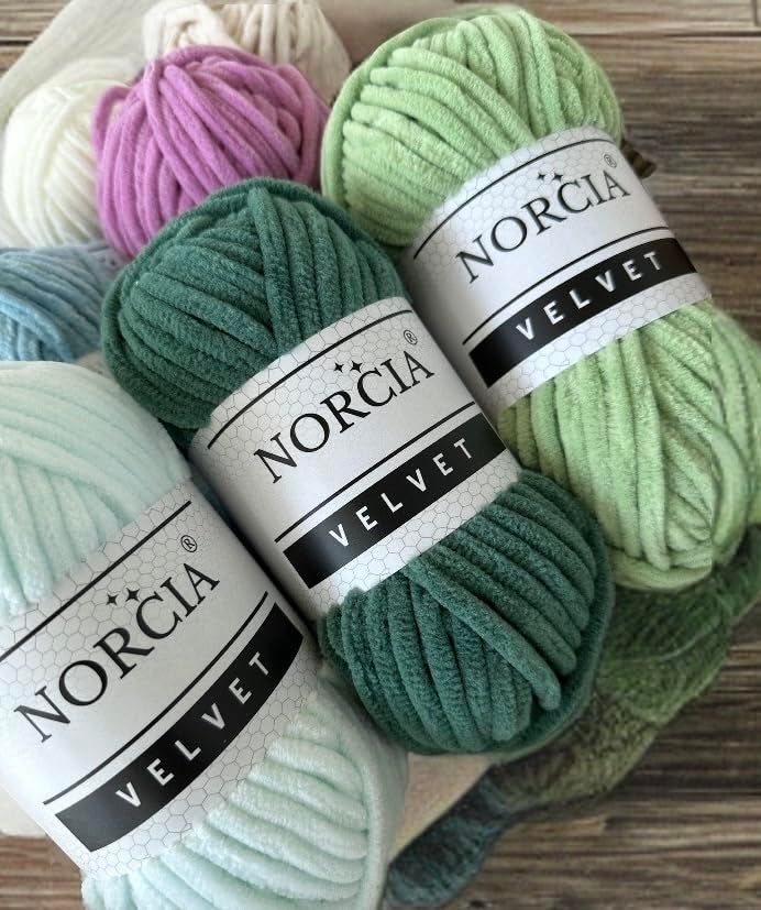 NORCIA Soft Velvet Yarn Chenille Yarn for Crocheting Super Bulky (100g-3.50oz) (68m-74.3 yds) Baby Blanket Yarn for Knitting Amigurumi Yarn for Crochet Weaving Craft (Asparagus Green, 1 Skein) - Image 5