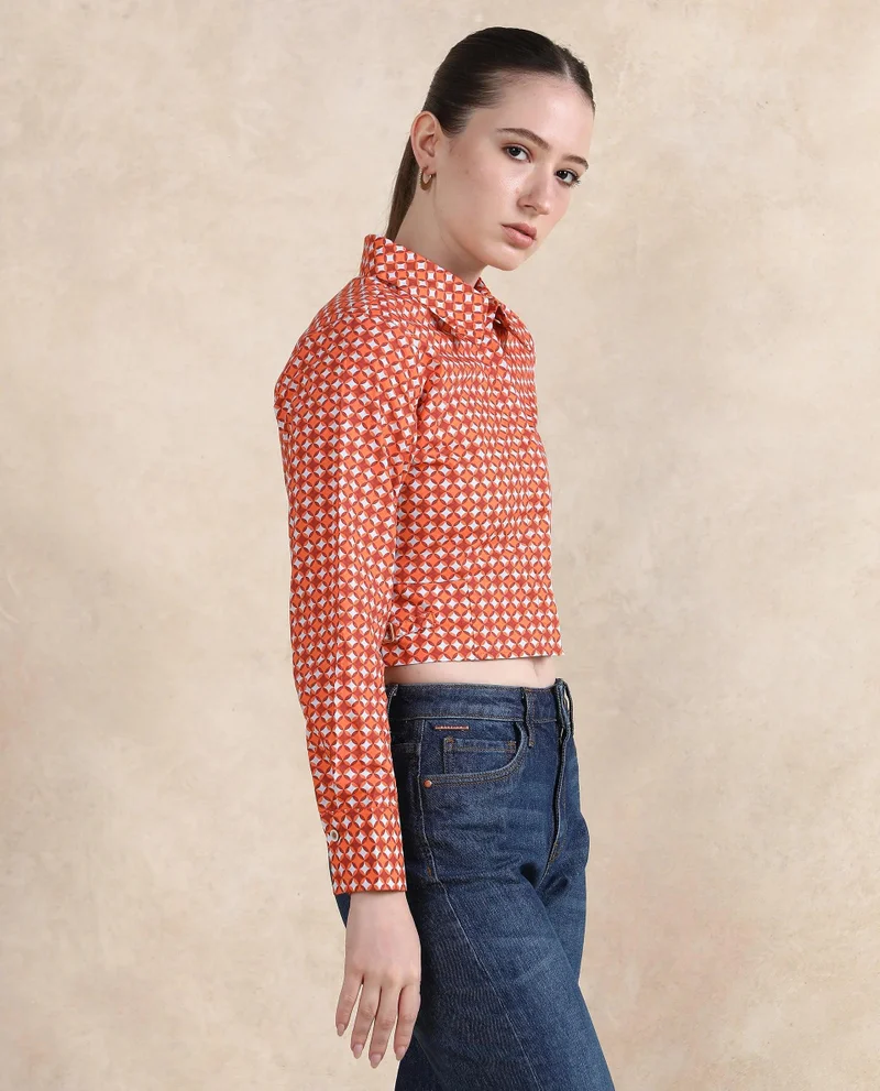Rareism Women's Geometric Print Top