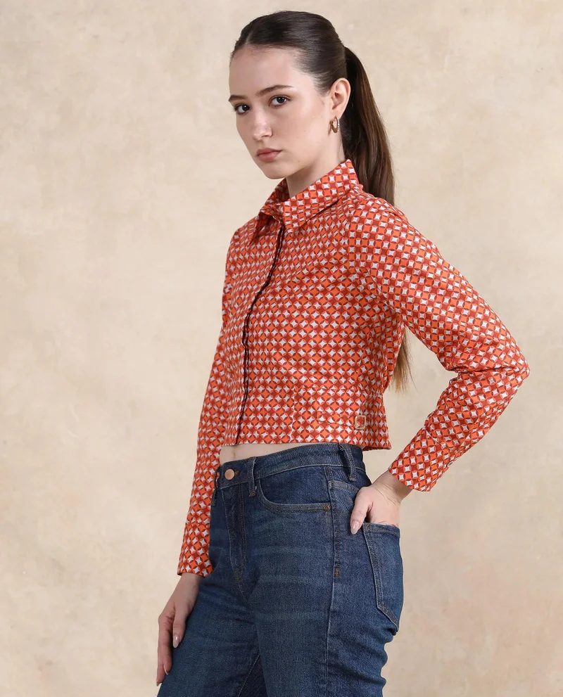 Rareism Women's Geometric Print Top