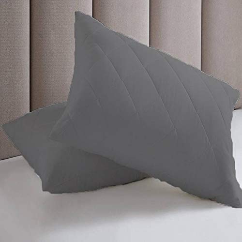 Linenovation Cotton Quilted Pillow Protector Dust Free Water Resistant Covers Pack of 2Pcs 20 inch x 36 inchGrey - Image 2