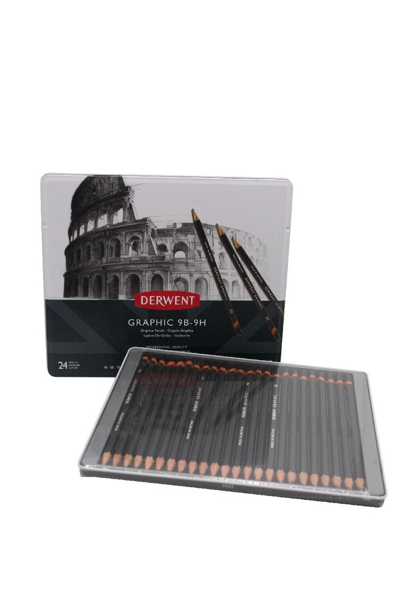 Derwent 24 Graphic Sketch Pencil Set 9H-9B24 Pieces - Image 1