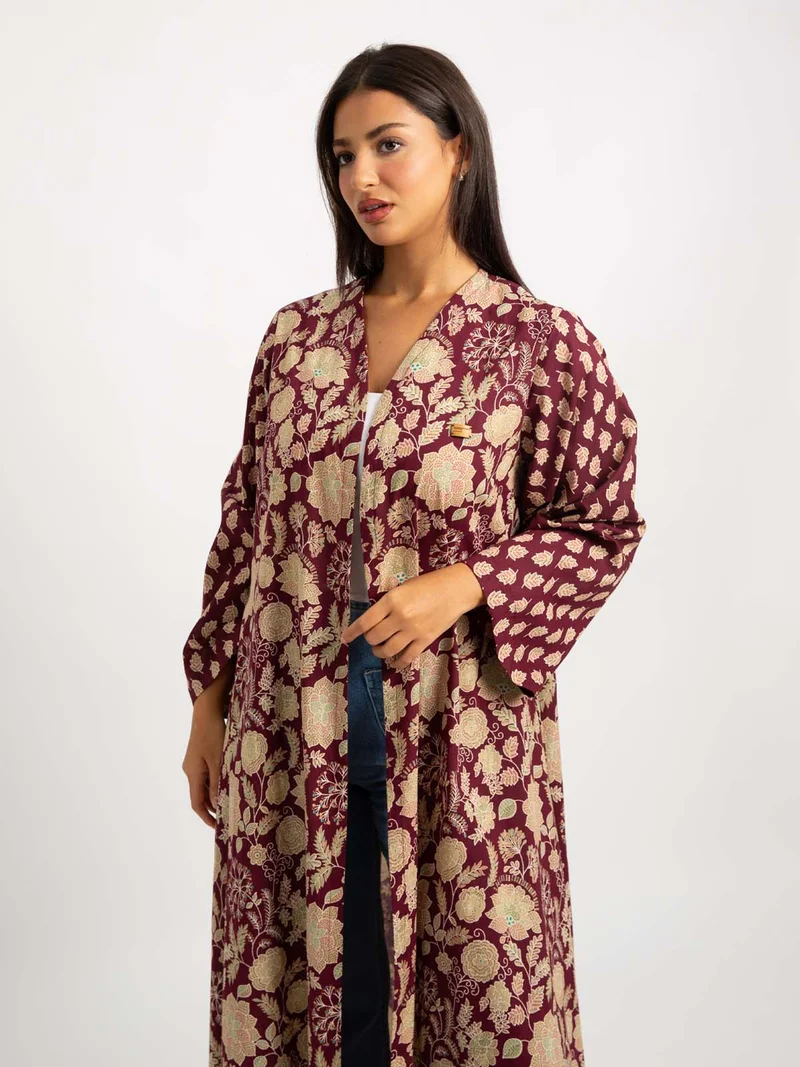 Kaafmeem Ruby Vine A-Cut Abaya