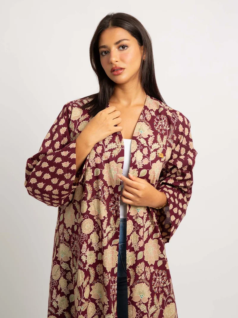 Kaafmeem Ruby Vine A-Cut Abaya
