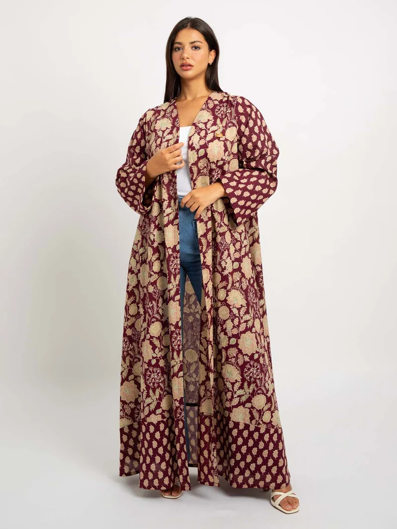 Kaafmeem Ruby Vine A-Cut Abaya