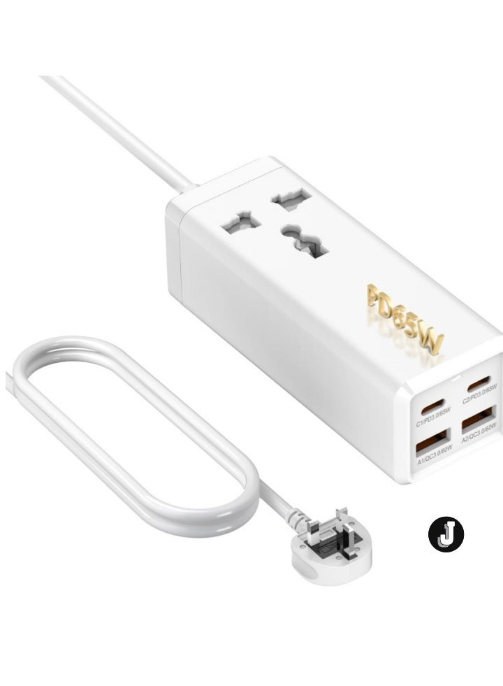 JAJEEK "NEW 10-Way Power Extension Cord Surge Protector Strip – Includes USB-A & USB-C Ports for Versatile Charging"  - Image 1