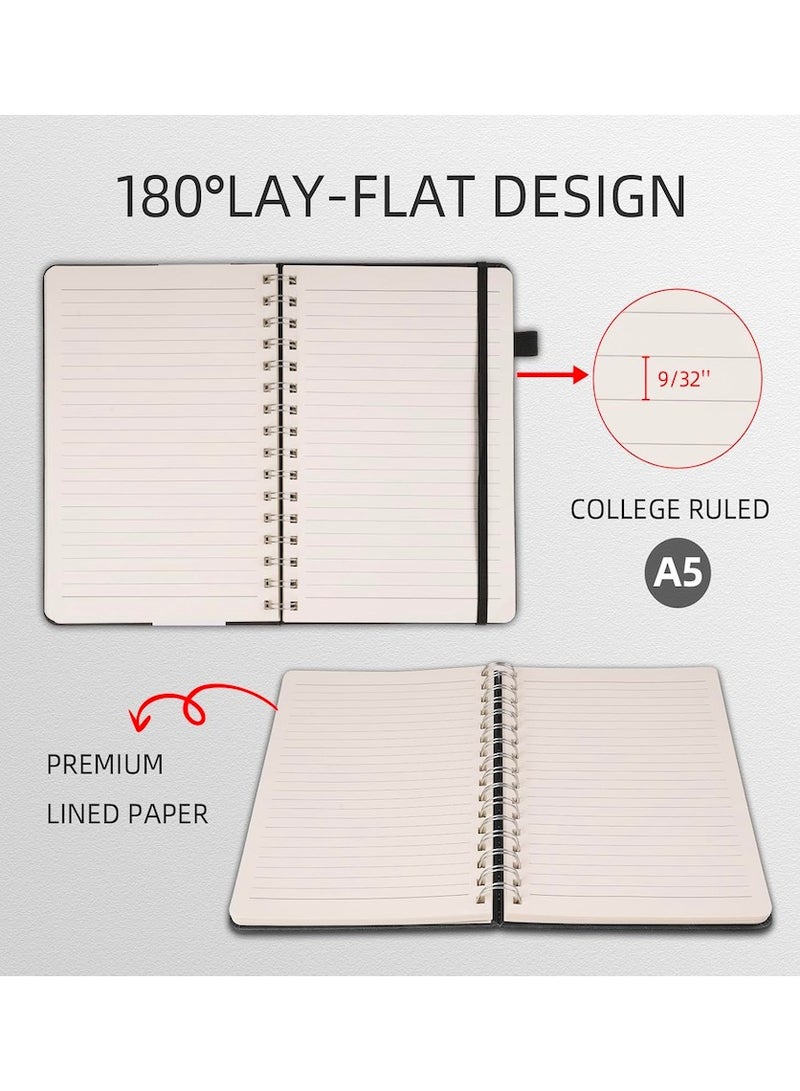 Hardcover Spiral Notebook for Men and Women, 200 Pages A5 College Ruled Leather with Pen Holder Notebook Journals for Note Taking Work, Green - Image 3