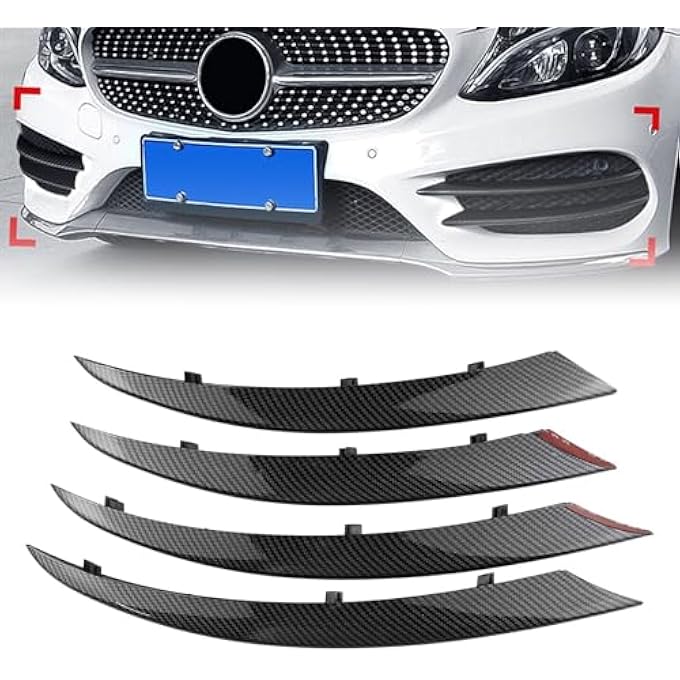 QASULER Front Bumper Side Air Vent Trim, for Mercedes-Benz, W205 C Class Sport C43 C63 AMG C180 C200 C250 C260 C300 Intake Hood Splitter Car Bumper Vent Splitter(Glossy Black) - Image 2