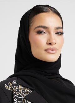 hayas closet V-Neck Embroidery Flared Sleeve Abaya  - Image 4