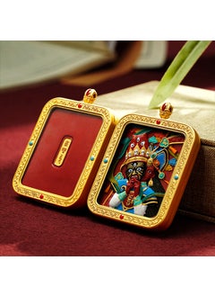 Generic Hand-Painted Thangka Green Tara Yellow Buddha Zodiac past Life Present Life Vermilion Pendant Tibetan Copper Geometric Handmade Artwork Past Life This Life 