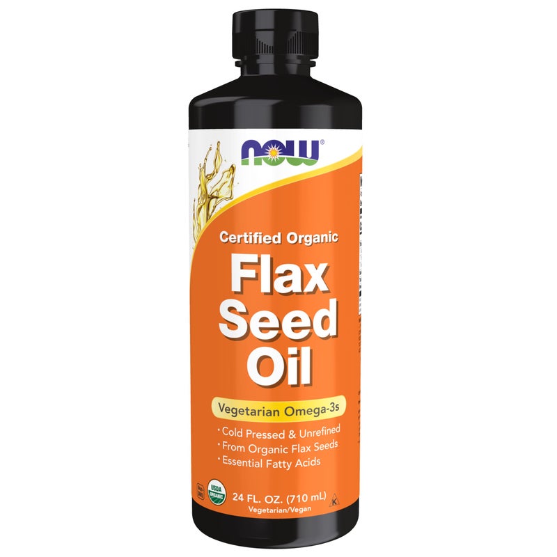NOW Foods Supplements Certified Organic Flax Seed Oil Liquid ColdPressed and Unrefined 24Ounce