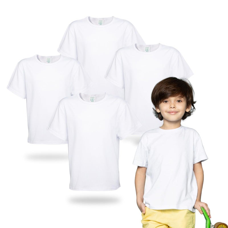 METFUIN 4 Pack Toddler Blank Sublimation T-Shirt,Modal Crew Neck Short Sleeve, T-Shirt for Kids Baby Children (2 Years, White) - Image 1