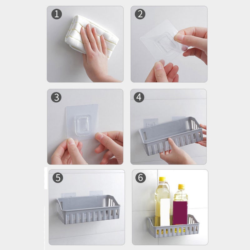 Bathroom Shelf Wall Mounted Storage Basket Punch Free Storage Rack Shower Organizer Kitchen Storage Holder (Light Coffee) - Image 5
