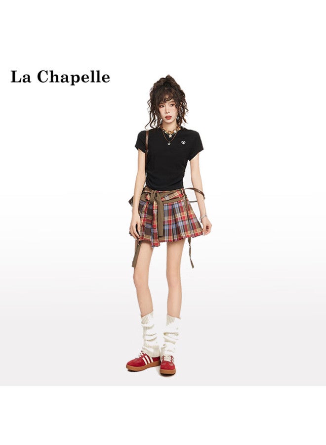 La Chapelle Women's Short Sleeve T-shirt Summer Design Slim Fit American Style Crop Top Black XL - Image 2