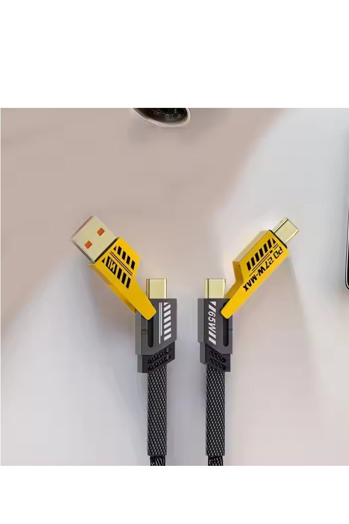 كابل شحن سريع 4 في 1 PD بقوة 65 واط - USB إلى Type-C، Lightning، Micro USB | سلك شاحن عالمي مضفر - Image 4