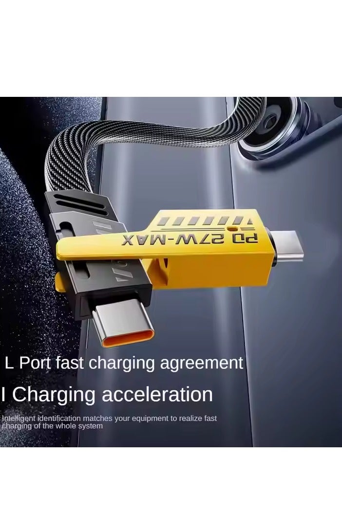 كابل شحن سريع 4 في 1 PD بقوة 65 واط - USB إلى Type-C، Lightning، Micro USB | سلك شاحن عالمي مضفر - Image 5