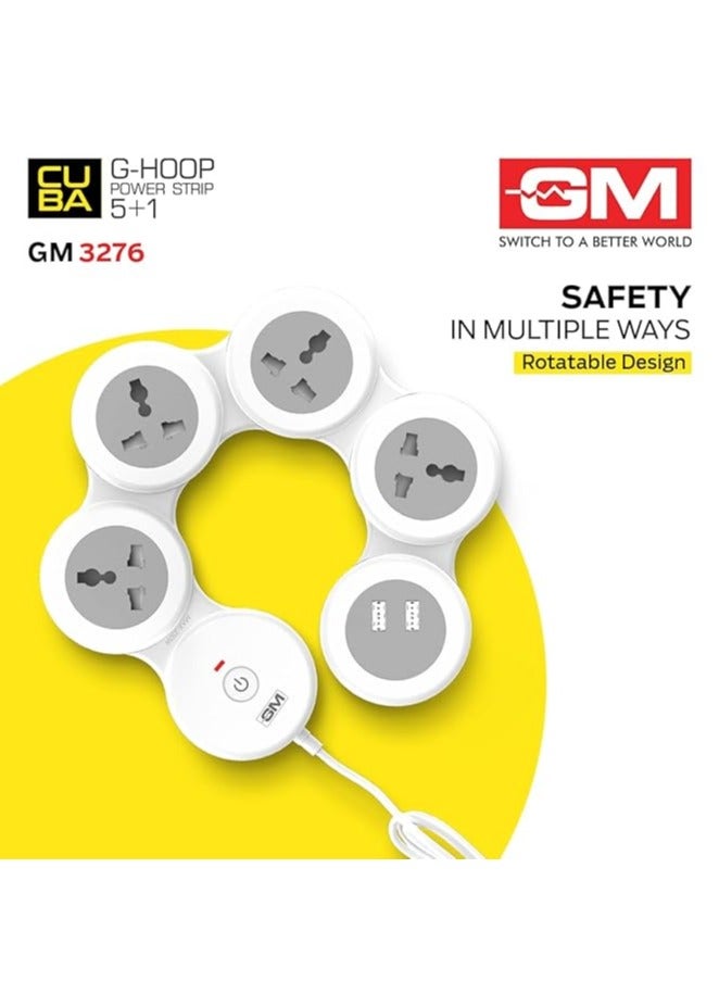 Cuba Electric Extension Cuba Power Strip with 4 International Extension Socket 13A 2 USB 3.1A Output Safety Shutter 1.8 Meter Cable Ideal For All Electronic Devices Model GM 3276 - Image 4