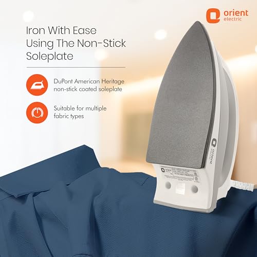 Orient Electric Fabrimate 1000 Watt Premium Dry Iron for clothes with American Heritage Coated Non Stick Soleplate| Silver Layered Thermostat for Better Heat Conductivity|2 Years Warranty|ISI Approved - Image 3