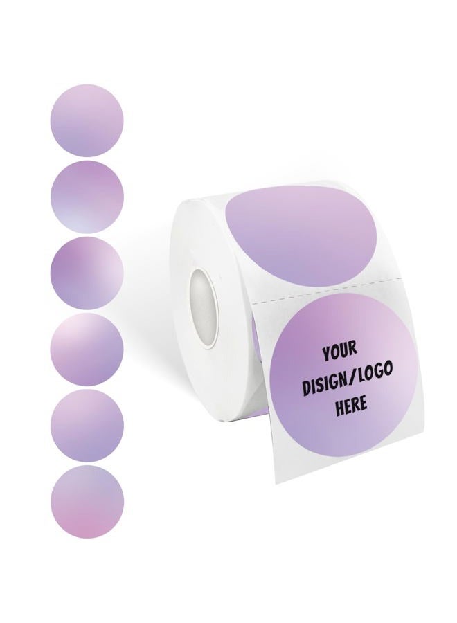 Yeachlaing 2 Inch Purple Round Thermal Sticker Labels, Self-Adhesive Circle Direct Thermal Labels, Multi-Purpose Roll Sticker Labels for DIY Logo Design, QR Code, Name Tag（ 600 Labels，1 Roll） - Image 1