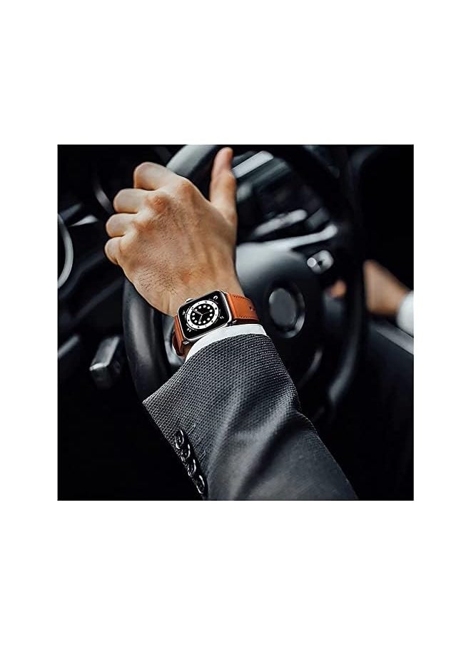 PROMASS - Compatible with Apple iWatch Series 7 6/SE/5/4/3 Leather Replacement Band Strap Loop 42mm/44mm/45mm - Image 1