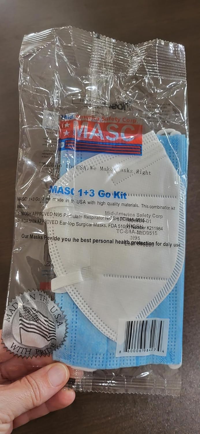 MASC طقم MASC 13 Go كل طقم يحتوي على 1 قناع وجه مسطح أبيض 3 أقنعة بأذنين نموذج رقم NFK31BW01 - Image 2