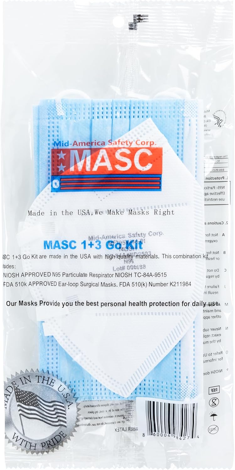 MASC طقم MASC 13 Go كل طقم يحتوي على 1 قناع وجه مسطح أبيض 3 أقنعة بأذنين نموذج رقم NFK31BW01 - Image 1
