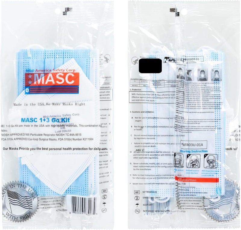 MASC طقم MASC 13 Go كل طقم يحتوي على 1 قناع وجه مسطح أبيض 3 أقنعة بأذنين نموذج رقم NFK31BW01 - Image 3