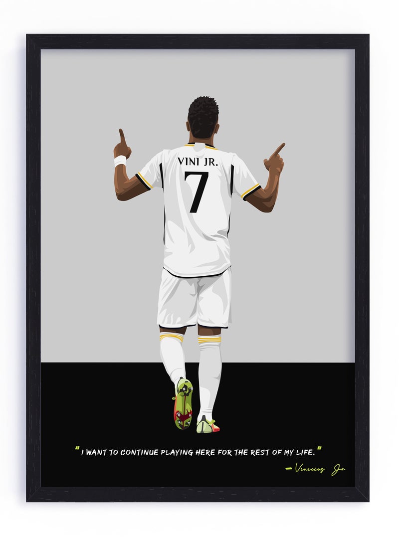 Boomah Accessories Vinicius Jr Real Madrid Football Gift Illustration Art Poster with Frame 30x40cm