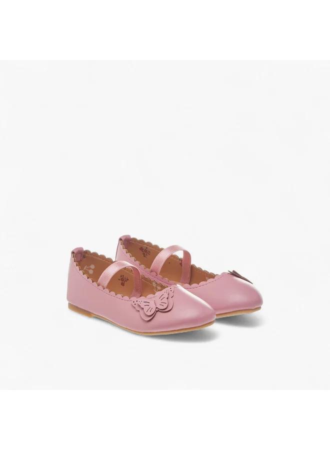 فلورا بيلا من شو إكسبرس Girls Butterfly Applique Ballerina Shoes with Elasticated Strap
