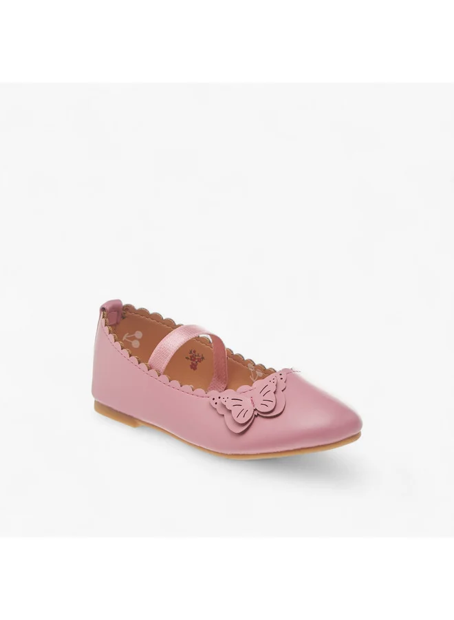فلورا بيلا من شو إكسبرس Girls Butterfly Applique Ballerina Shoes with Elasticated Strap