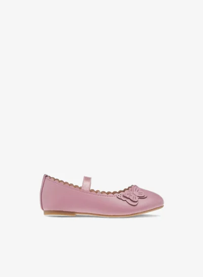 Flora Bella By Shoexpress Girls Butterfly Applique Ballerina Shoes with Elasticated Strap