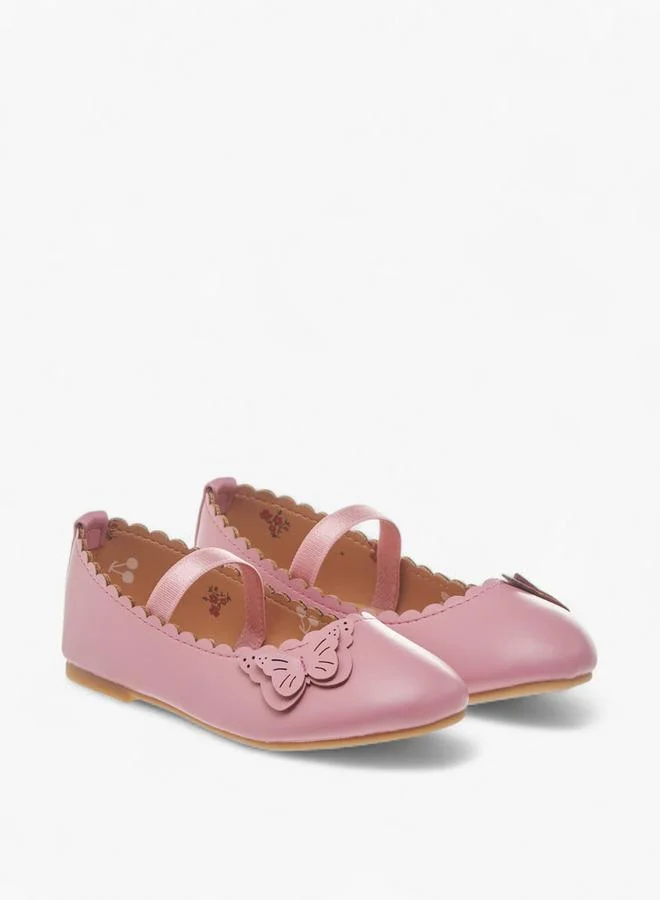 Flora Bella By Shoexpress Flora Bella Butterfly Applique Ballerina Shoes With Elasticated Strap