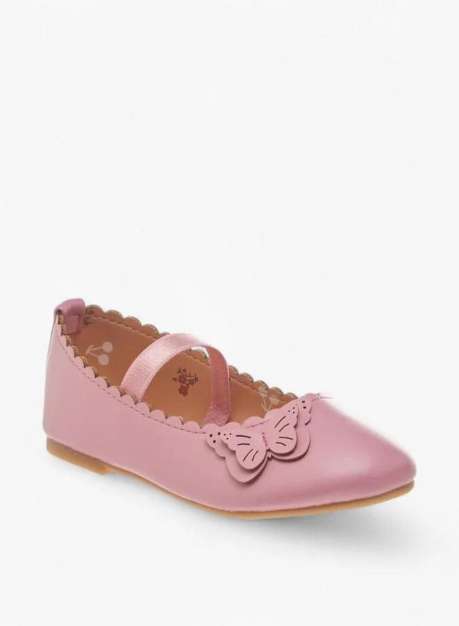 Flora Bella By Shoexpress Flora Bella Butterfly Applique Ballerina Shoes With Elasticated Strap