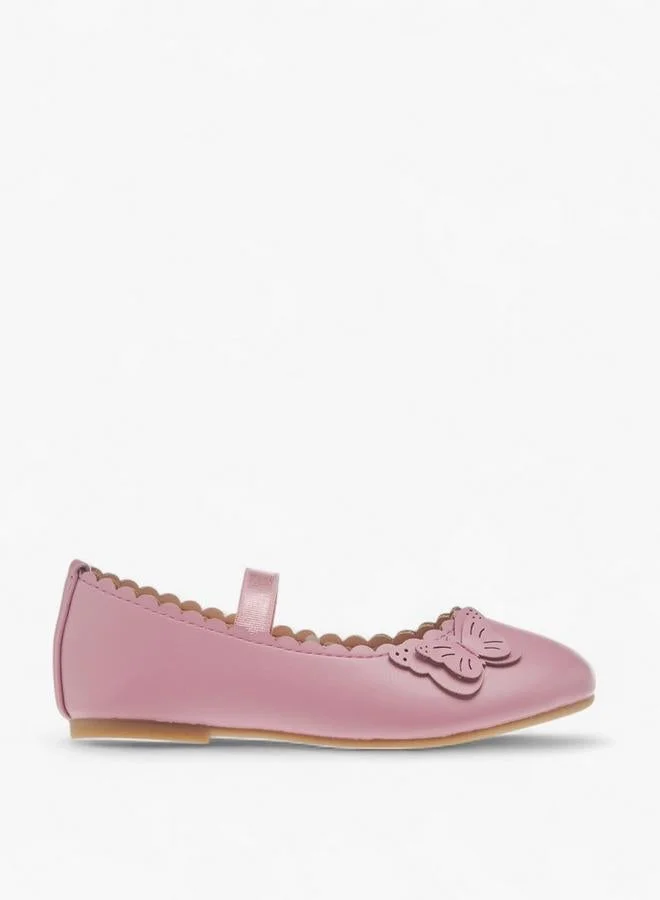 Flora Bella By Shoexpress Flora Bella Butterfly Applique Ballerina Shoes With Elasticated Strap