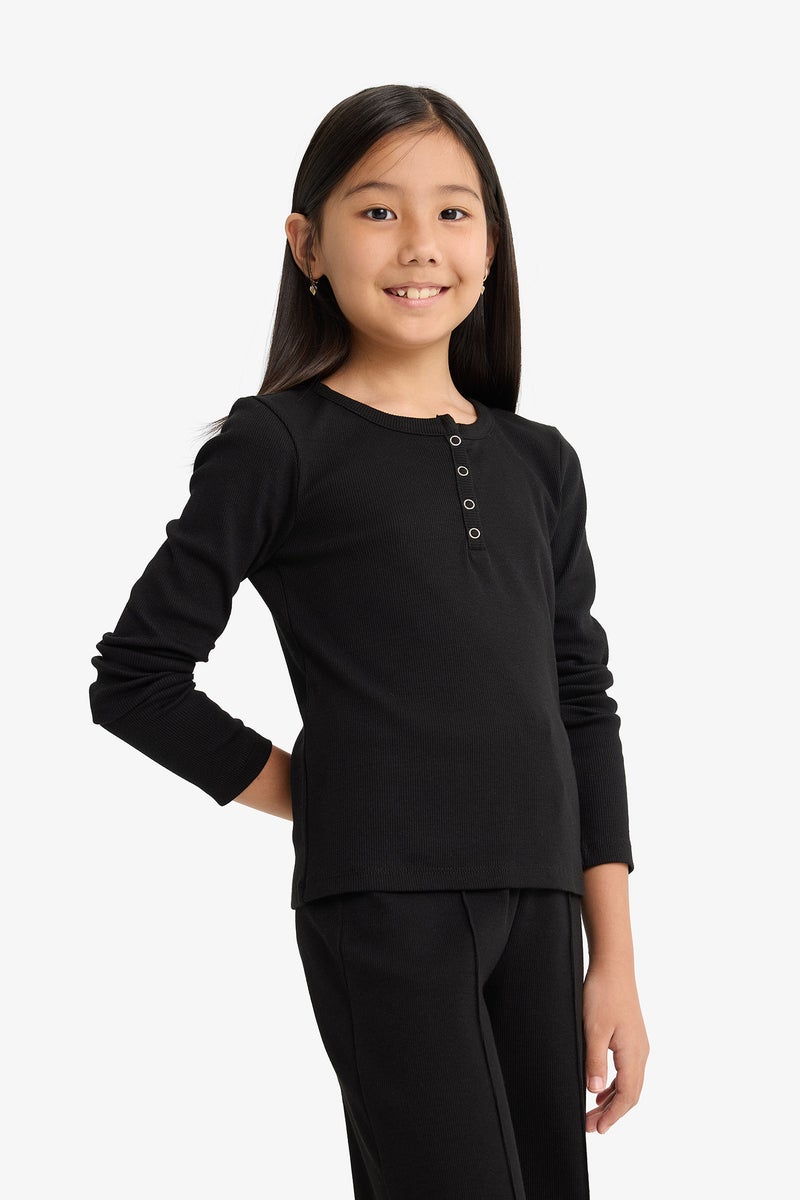 DeFacto Black Girl Girl Ribbed Camisole T-Shirt Sweatpants 2 Piece Set Casual - Image 4