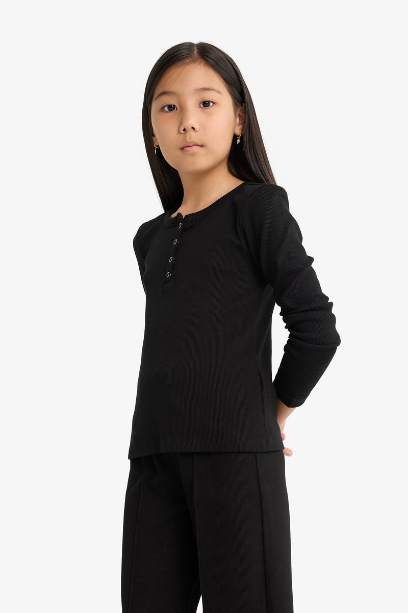 DeFacto Black Girl Girl Ribbed Camisole T-Shirt Sweatpants 2 Piece Set Casual - Image 3