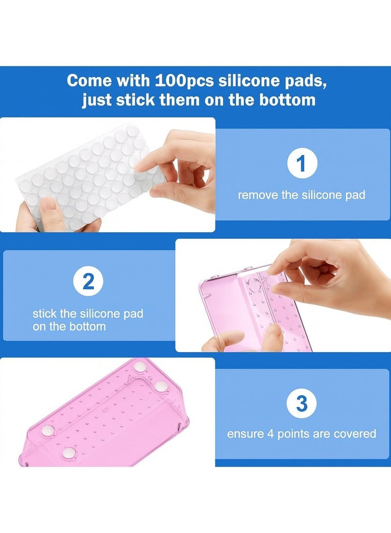 مجموعة صناديق تنظيم أدراج المكياج، 11 قطع، 4 أحجام من صواني تنظيم المكياج، حاويات تخزين أكريليك بينك لمستحضرات التجميل، ومستلزمات النظافة، والمجوهرات - Image 5