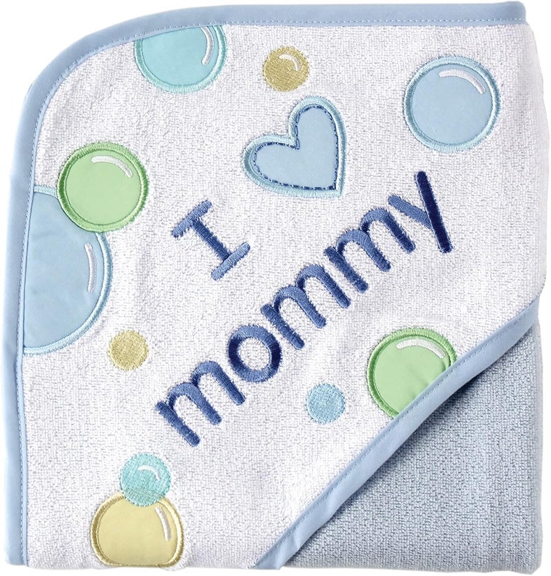 Luvable Friends Unisex Baby Hooded Towel Blue Mom One Size - Image 1