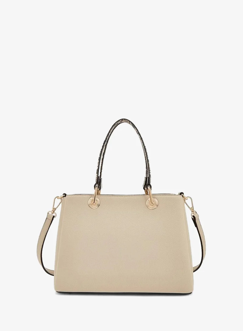 Celeste  Solid Tote Bag With Detachable Strap And Zip Closure for Women | Best Price UAE