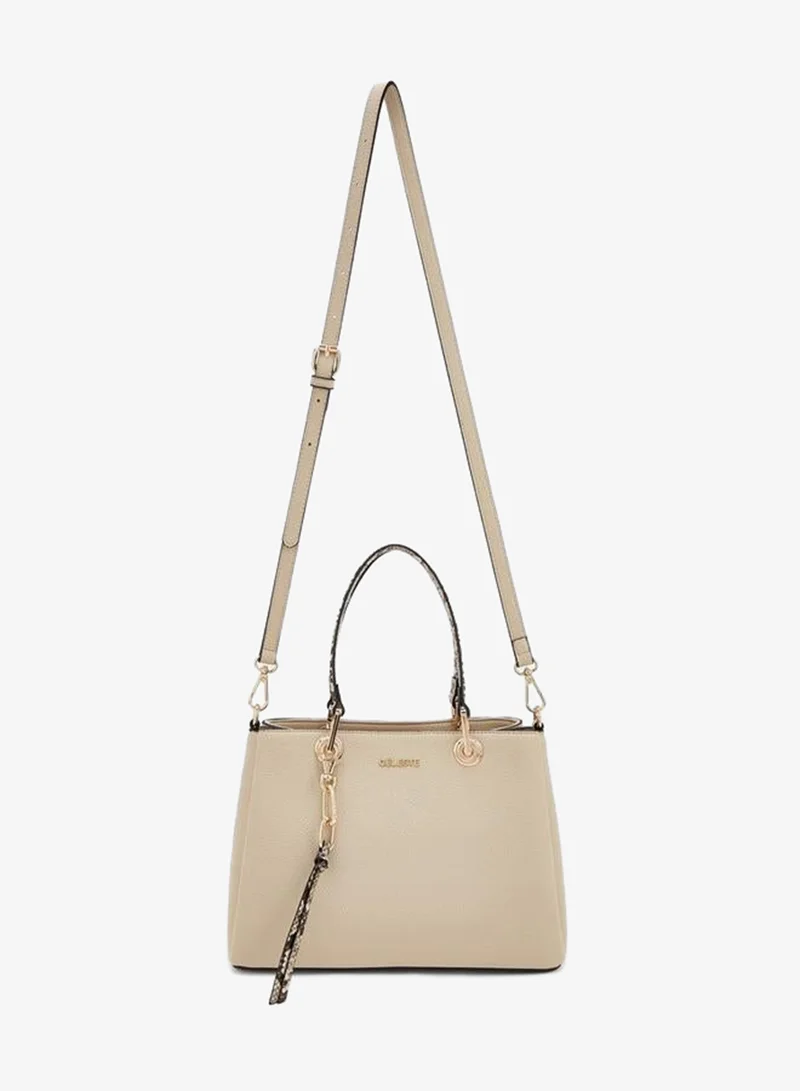 Celeste  Solid Tote Bag With Detachable Strap And Zip Closure for Women | Best Price UAE