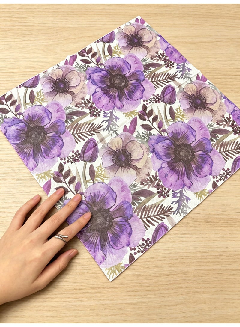 YOLOLAND 40Pcs Purple Vintage Floral Print Paper Napkin, Perfect for Weddings, Dinners, and Parties. (40Pcs 17x17CM) - Image 5