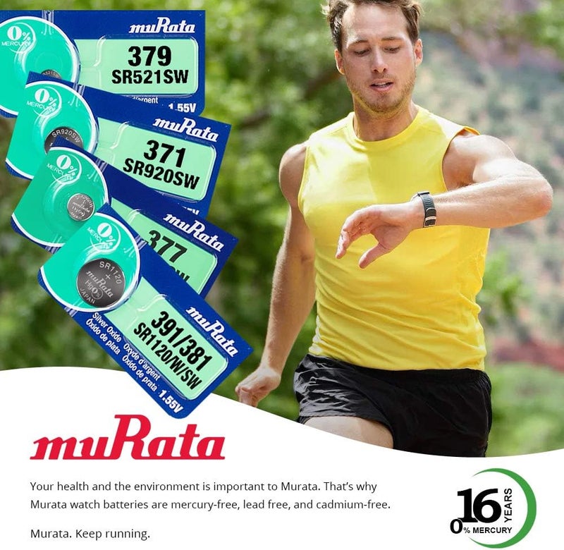 muRATA 394 / SR 936SW Watch Battery Made in Japan Pack of 5 - Image 1