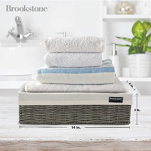 Brookstone Wicker Shelf Storage Basket Decorative Shelf Bin, bathroom organizers and storage, Boho Living Room Decor, Summer Storage 2025-2 Pack - Image 4