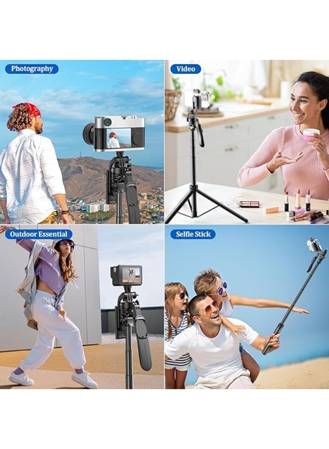 2-Meter Tripod Stand with Remote and Dual Lights – 360° Rotating – Selfie Stick and Phone Holder – Compatible with Phones, Action Cameras, and More - Image 2