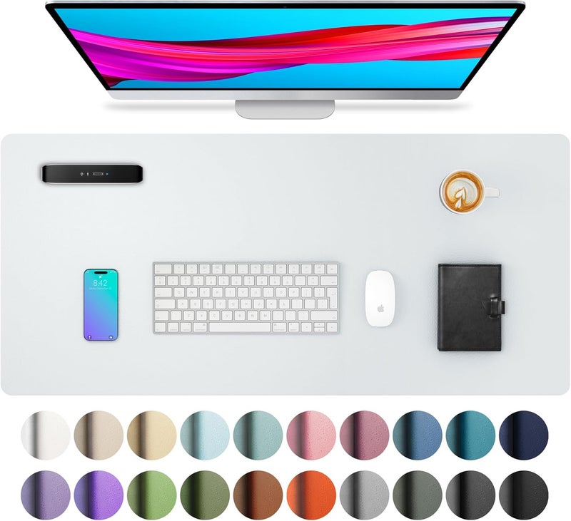 Aothia Desk Mat, Mouse Mat with Leather and Non-Slip Suede, Multifunctional Office Mouse Mat, Laptop Desk Mat, Table Protection Mat for Office/Home (80 x 40 cm, Hardly Grey) - Image 1