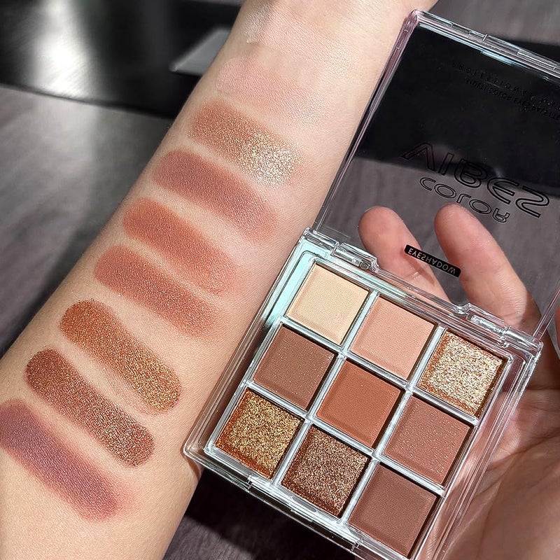 BAISEN DIARY 9 Color Brown Eyeshadow Palette - Rose Gold Dark Brown Bronze Naked Matte & Glitter Shades, Long-Lasting, Waterproof & Blendable, Natural Nude Eye Shadow Set sombras para ojos (Chocolate) - Image 2